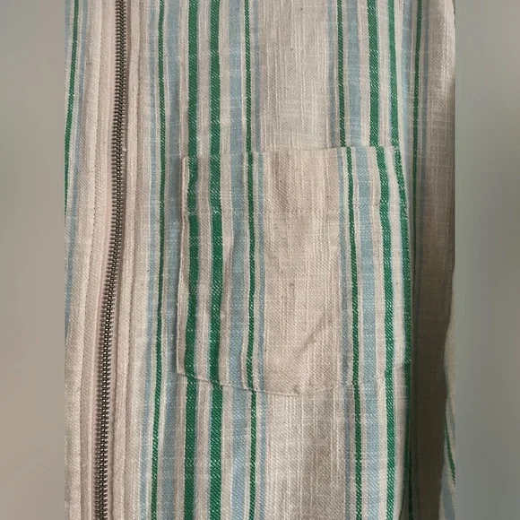 NWOT Mens ZARA blue green stripe jacket M - Picture 2 of 5